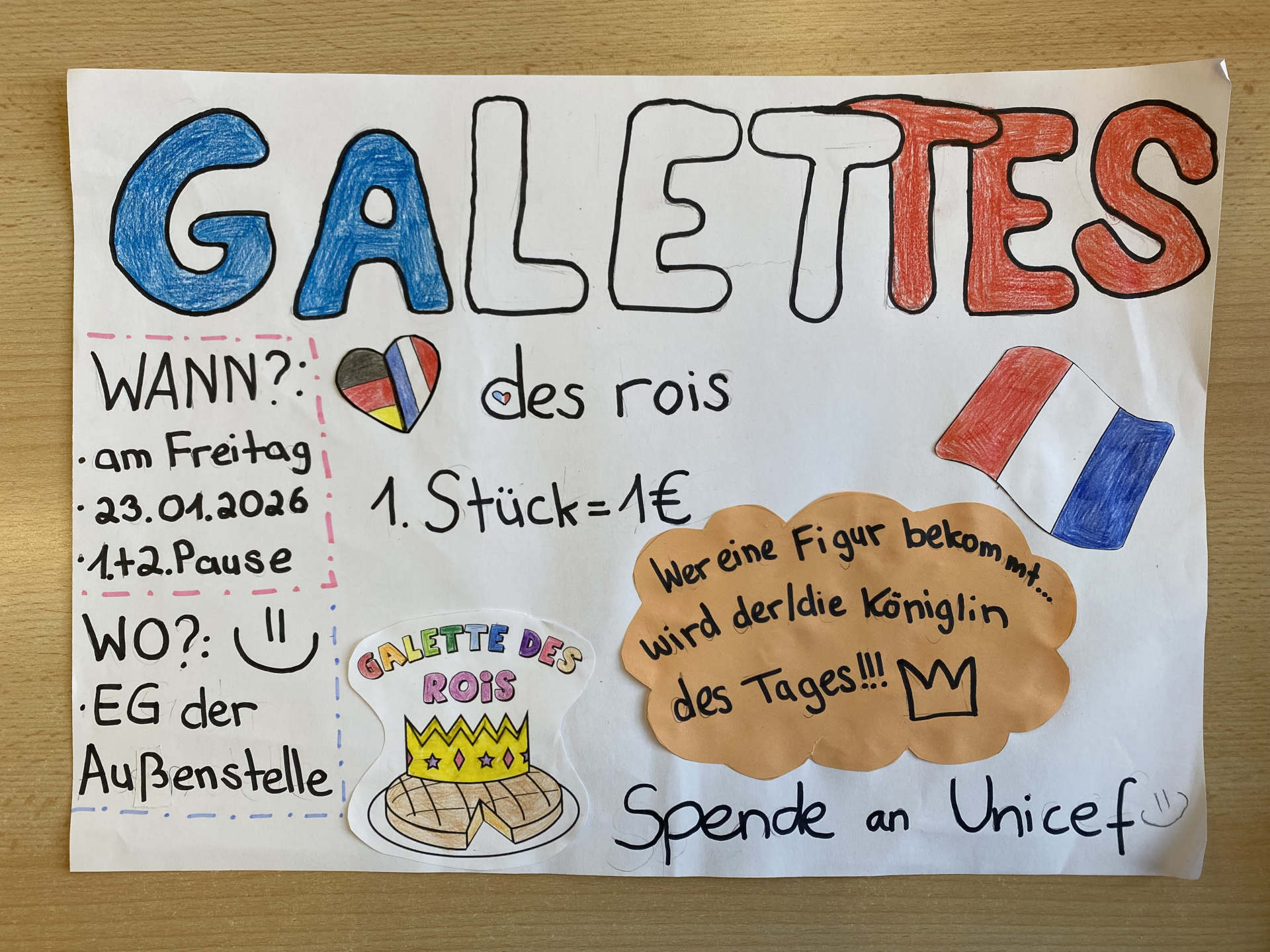 ‚Galettes des rois‘ – 150 € Spende für Kinder in Not